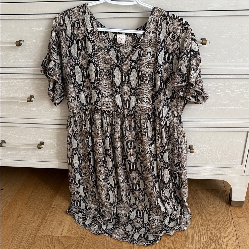 Chic Snake Print V-Neck Mini Dress